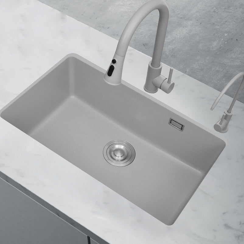 Modern Style Kitchen Sink Overflow Hole Design Drop-In Quartz Kitchen Sink