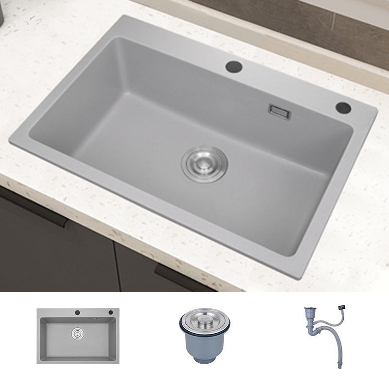 Modern Style Kitchen Sink Overflow Hole Design Drop-In Quartz Kitchen Sink