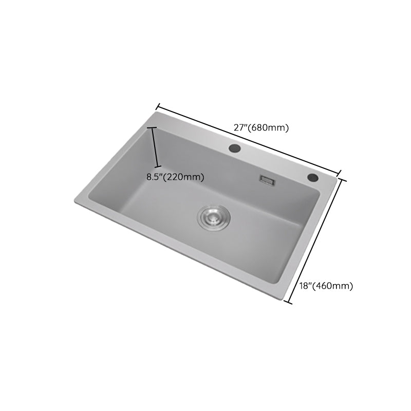 Modern Style Kitchen Sink Overflow Hole Design Drop-In Quartz Kitchen Sink