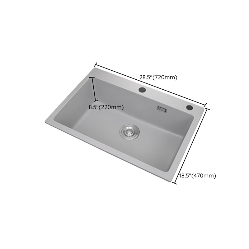 Modern Style Kitchen Sink Overflow Hole Design Drop-In Quartz Kitchen Sink