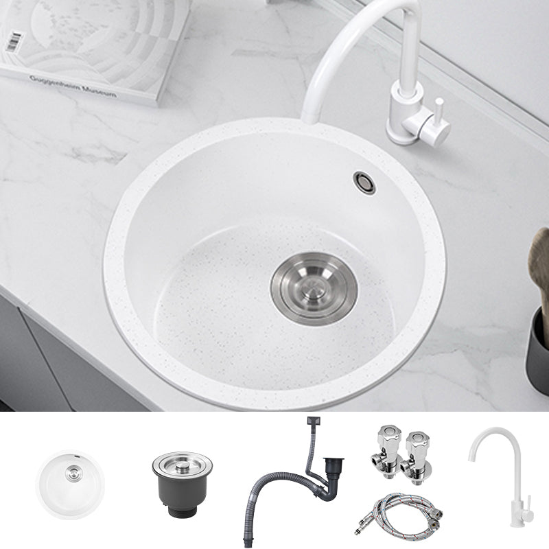 Contemporary Style Kitchen Sink Overflow Hole Design Drop-In Quartz Kitchen Sink