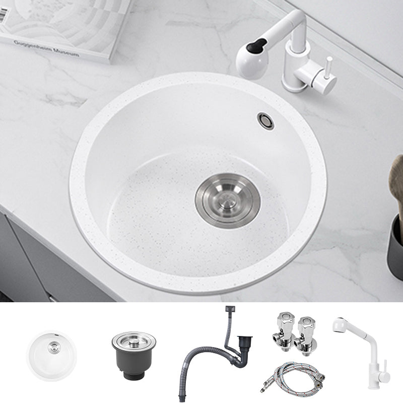 Contemporary Style Kitchen Sink Overflow Hole Design Drop-In Quartz Kitchen Sink