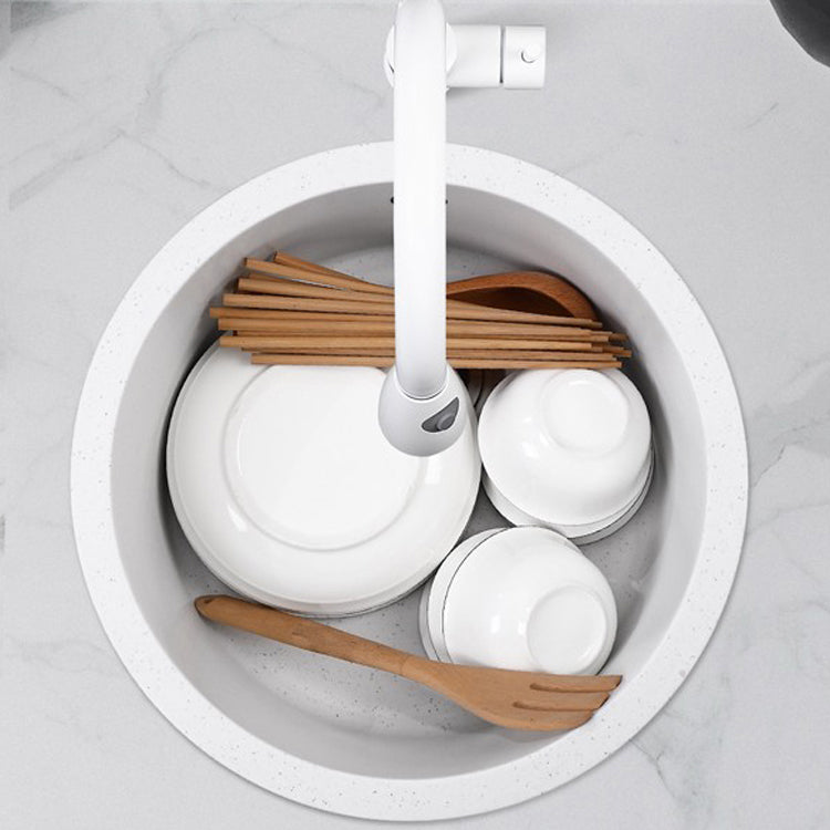 Contemporary Style Kitchen Sink Overflow Hole Design Drop-In Quartz Kitchen Sink