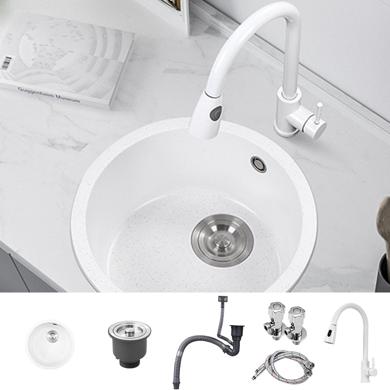 Contemporary Style Kitchen Sink Overflow Hole Design Drop-In Quartz Kitchen Sink