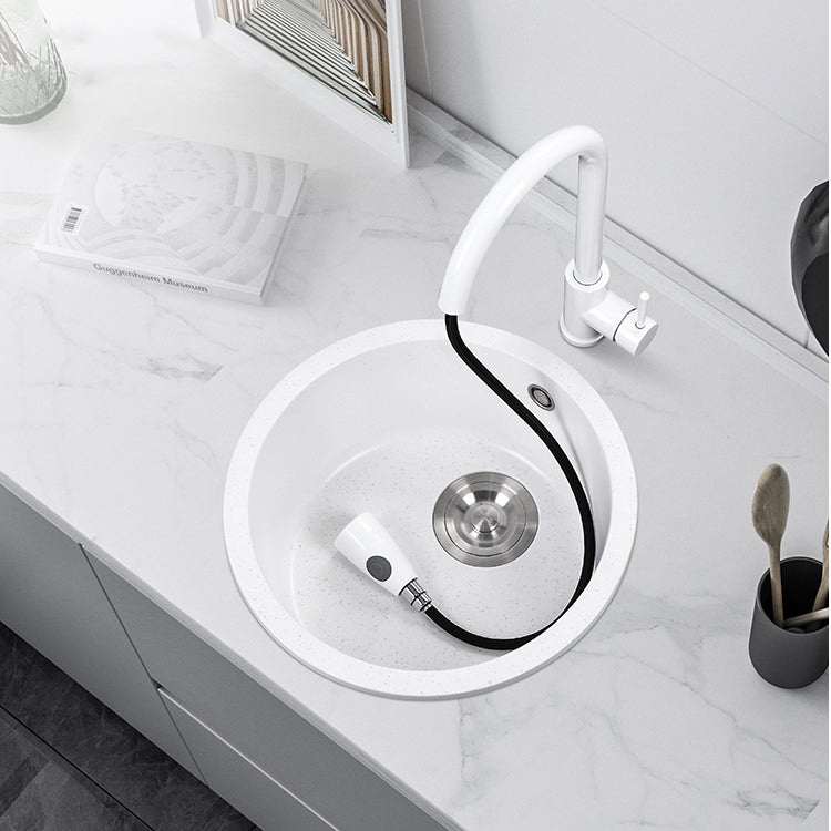 Contemporary Style Kitchen Sink Overflow Hole Design Drop-In Quartz Kitchen Sink