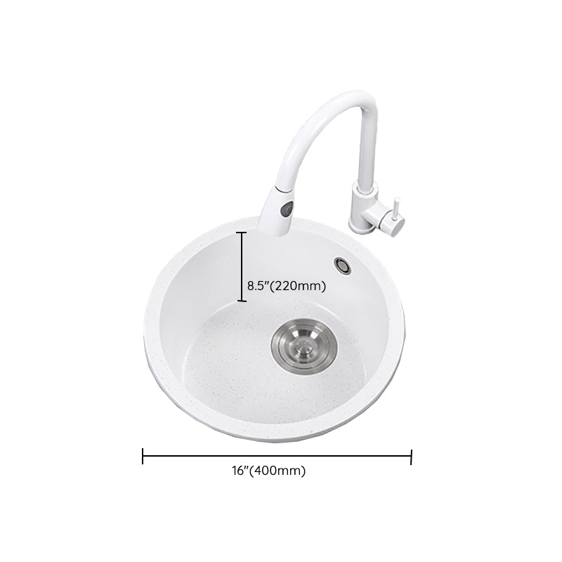 Contemporary Style Kitchen Sink Overflow Hole Design Drop-In Quartz Kitchen Sink