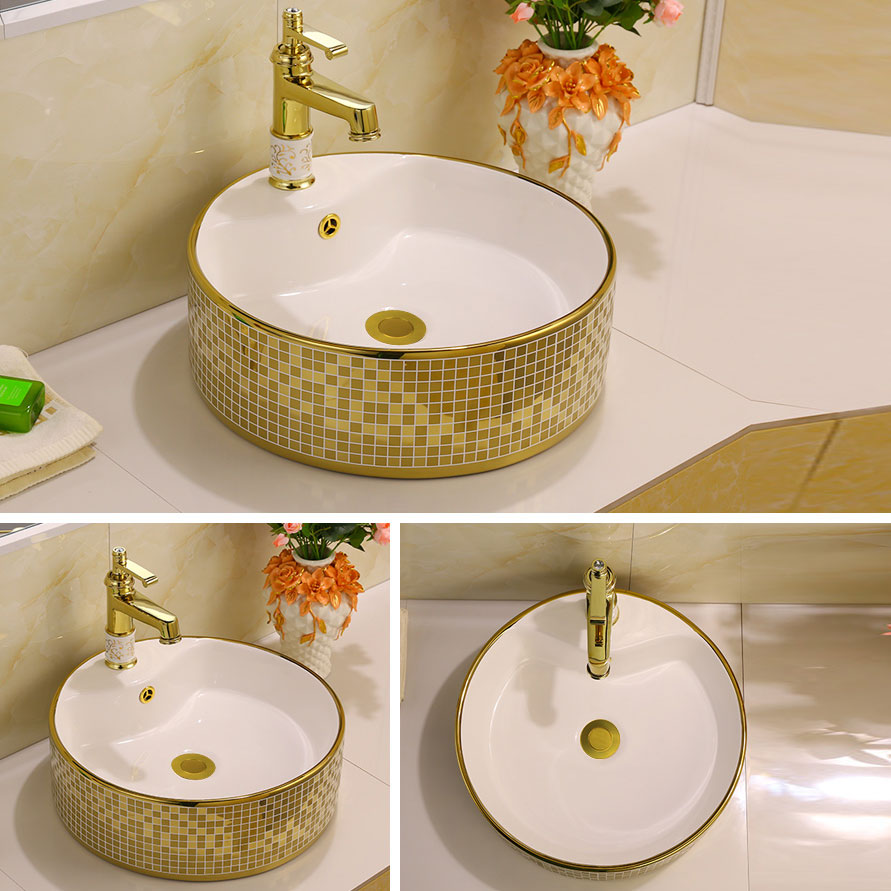 Glam Vessel Lavatory Sink Oval Porcelain with Faucet Vessel Sink
