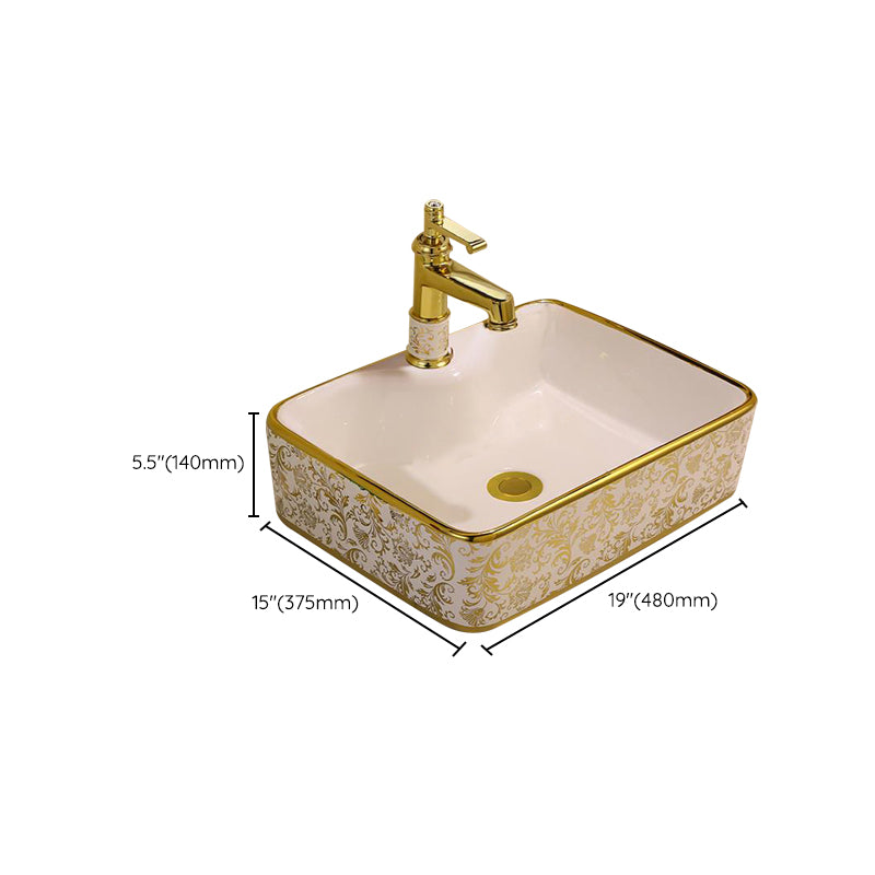 Glam Vessel Lavatory Sink Oval Porcelain with Faucet Vessel Sink