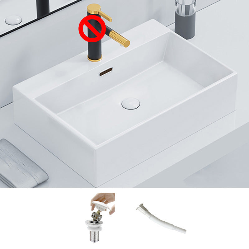 Ceramic Vessel Bath Sink Overflow Rectangular Swivel Faucet Bathroom Sink