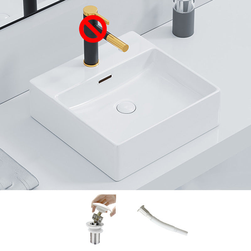 Ceramic Vessel Bath Sink Overflow Rectangular Swivel Faucet Bathroom Sink