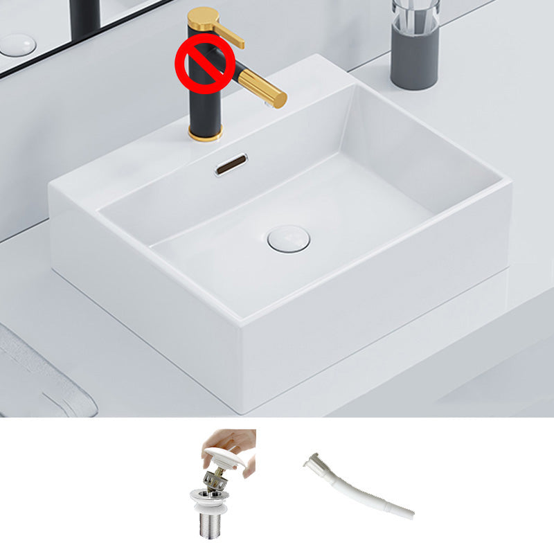 Ceramic Vessel Bath Sink Overflow Rectangular Swivel Faucet Bathroom Sink