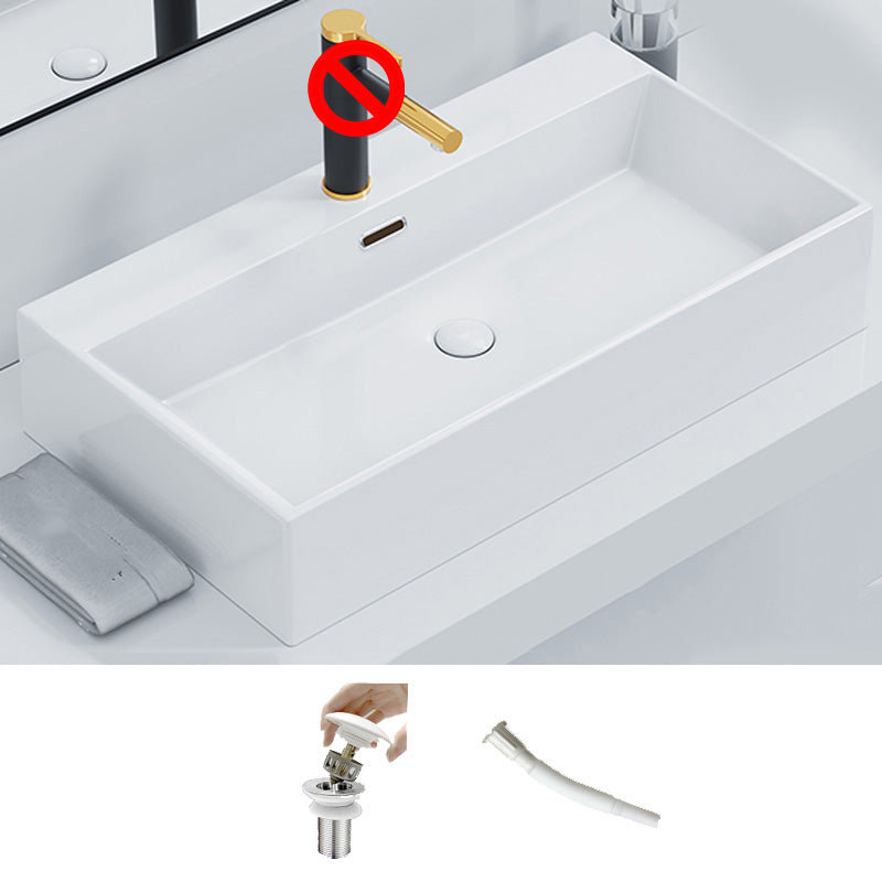 Ceramic Vessel Bath Sink Overflow Rectangular Swivel Faucet Bathroom Sink