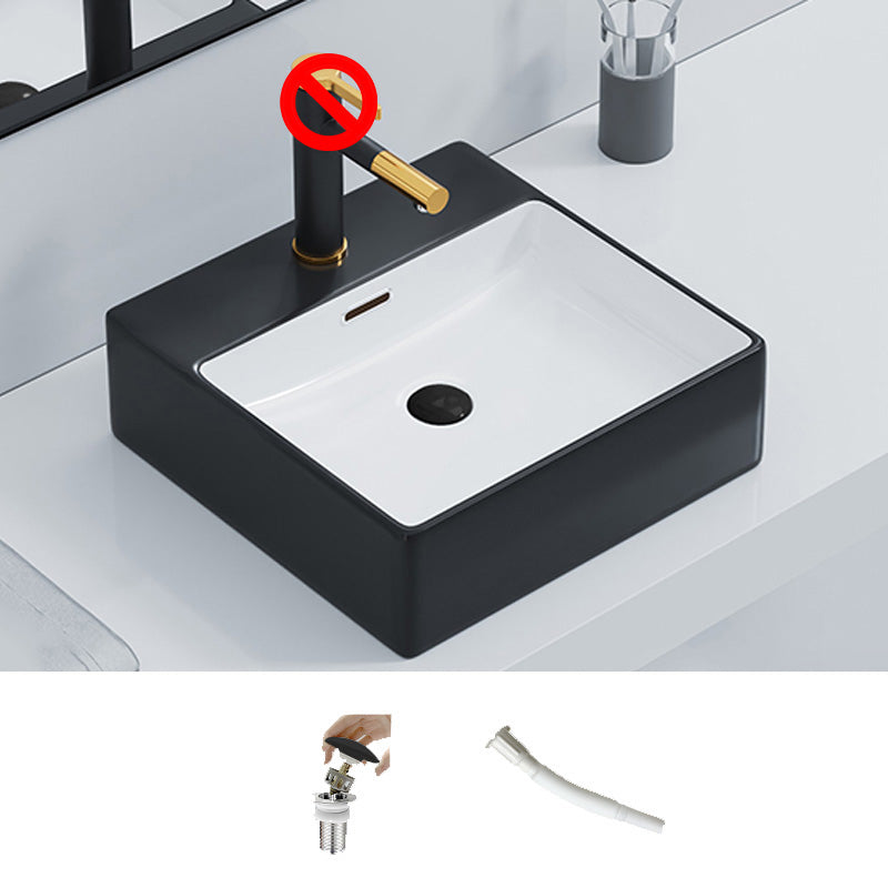 Ceramic Vessel Bath Sink Overflow Rectangular Swivel Faucet Bathroom Sink