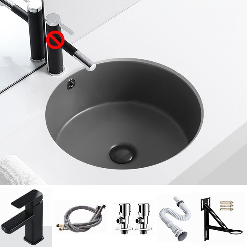 Porcelain Bathroom Sink Round Vessel Lavatory Sink with Pop-Up Drain