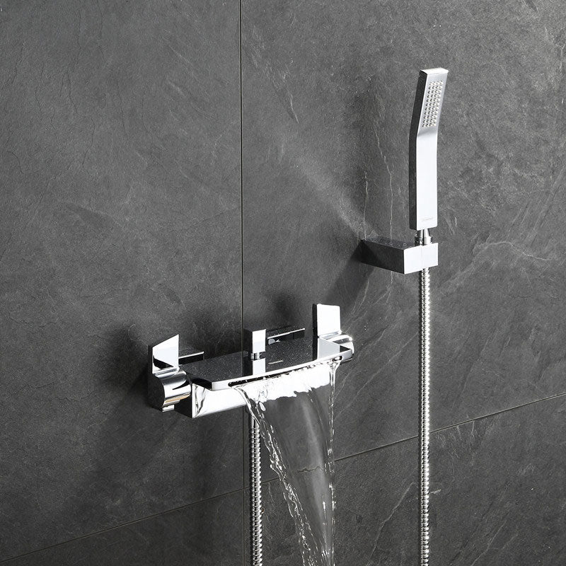 Modern Tub Faucet Trim Copper with Handles and Diverter Wall Mount Bath Filler Trim