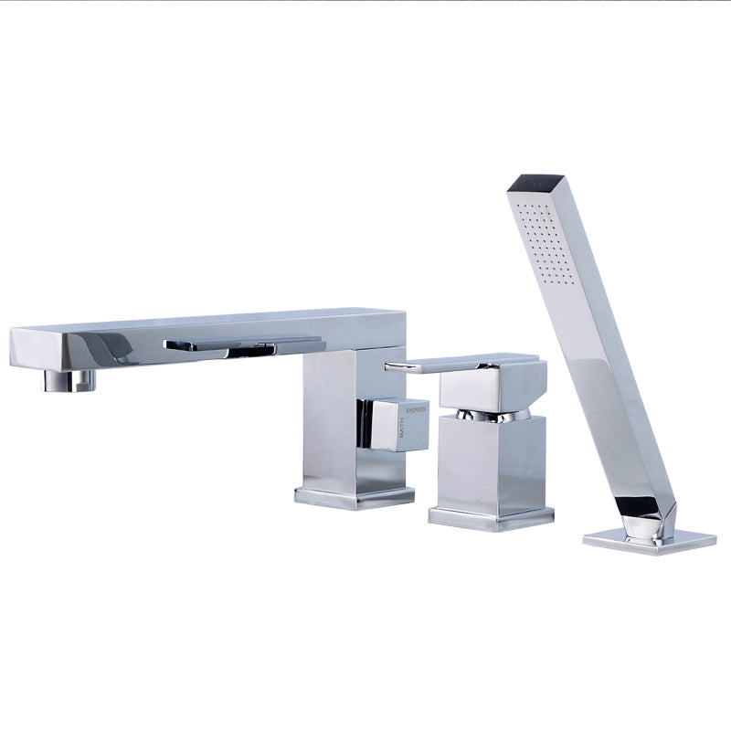 Contemporary Bath Faucet Deck Mount Plain Bathtub Faucet with Knob Handles