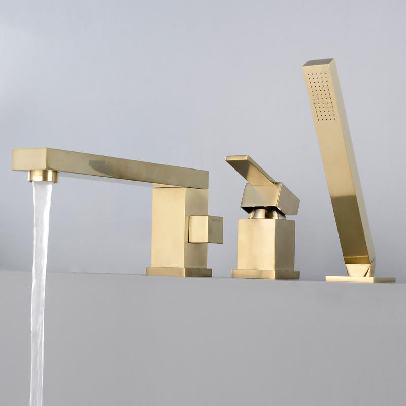 Contemporary Bath Faucet Deck Mount Plain Bathtub Faucet with Knob Handles