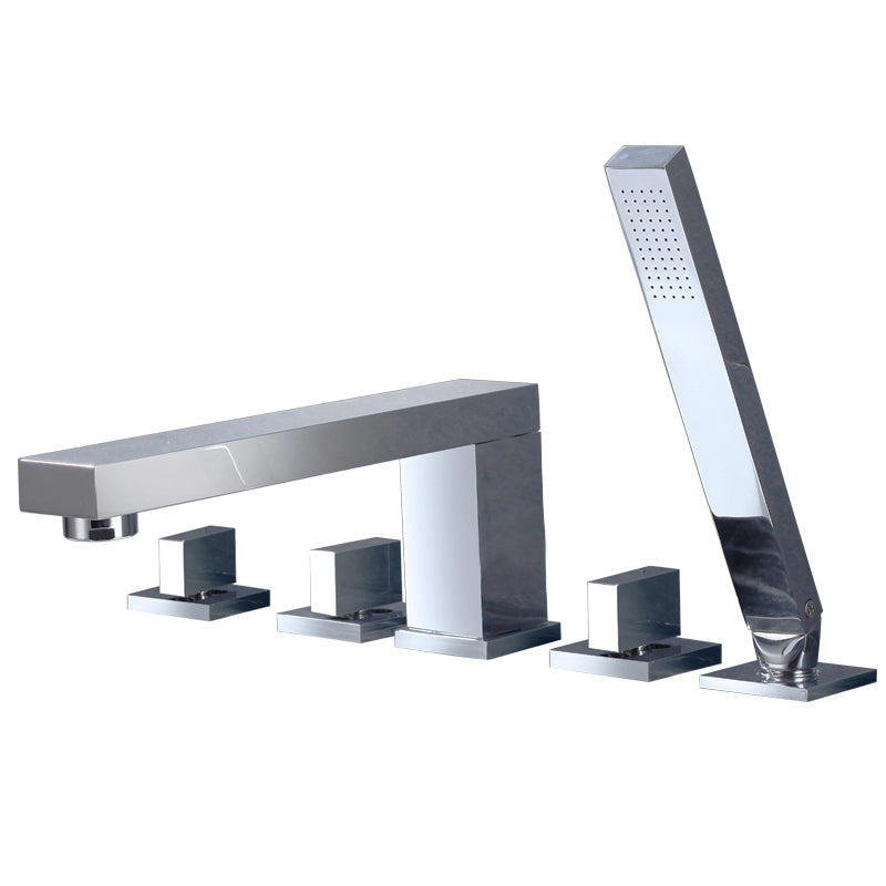 Contemporary Bath Faucet Deck Mount Plain Bathtub Faucet with Knob Handles