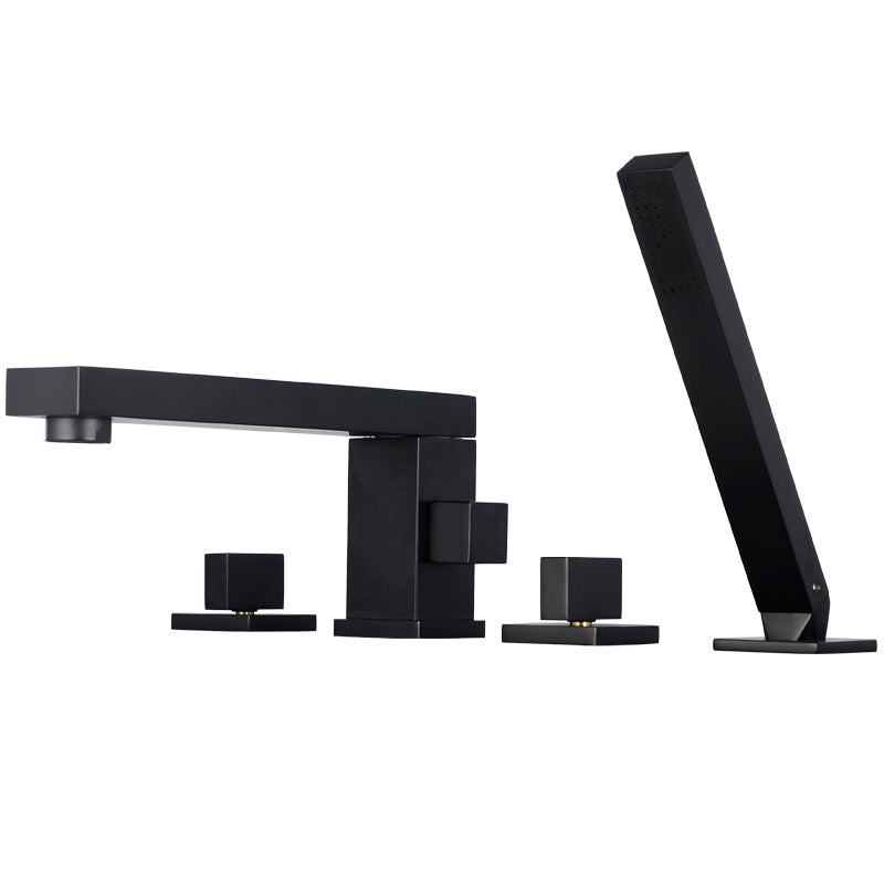 Contemporary Bath Faucet Deck Mount Plain Bathtub Faucet with Knob Handles