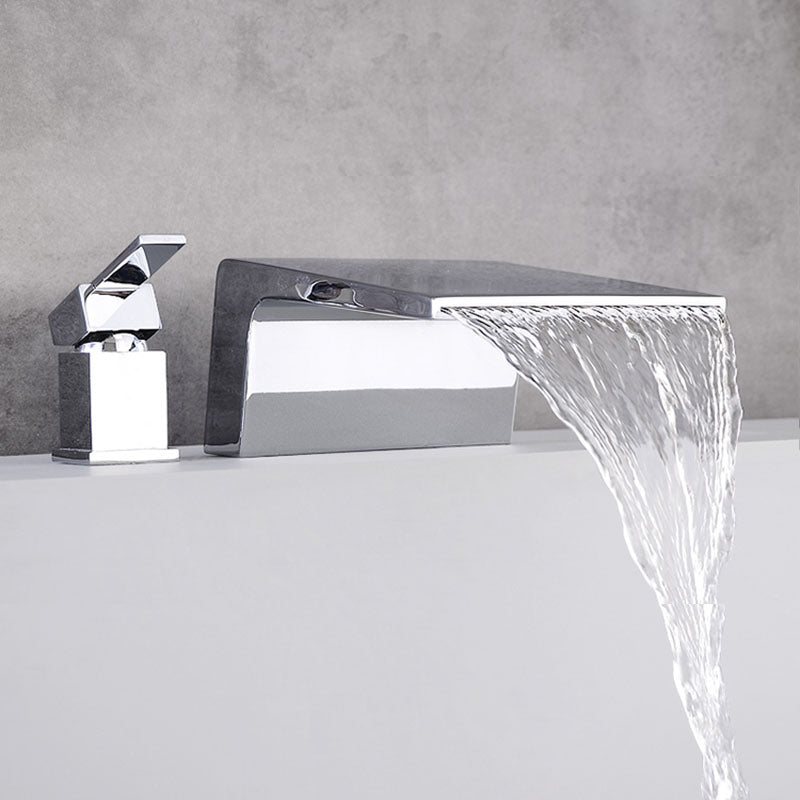 Modern Tub Spout Trim Copper Deck-Mount with Hand Shower and Handles Roman Tub Faucet