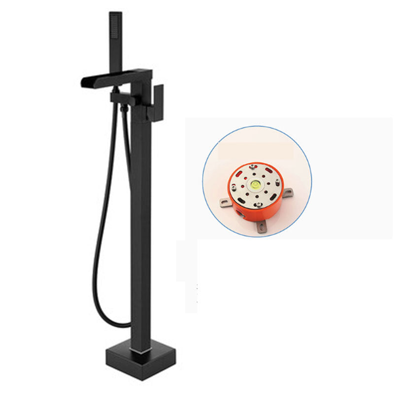 Modern Freestanding Tub Filler Trim Copper Floor Mounted with Handshower Bathroom Faucet