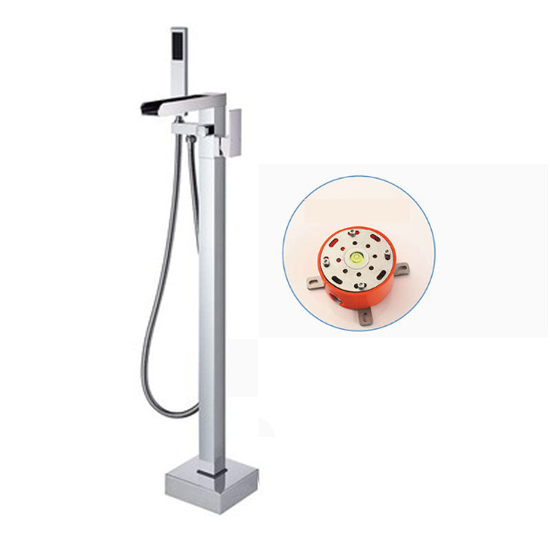 Modern Freestanding Tub Filler Trim Copper Floor Mounted with Handshower Bathroom Faucet