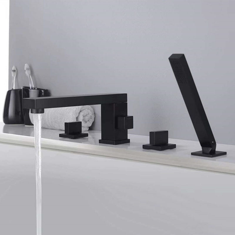 Modern Tub Filler Trim Copper with Hand Shower Deck-Mount Roman Tub Set