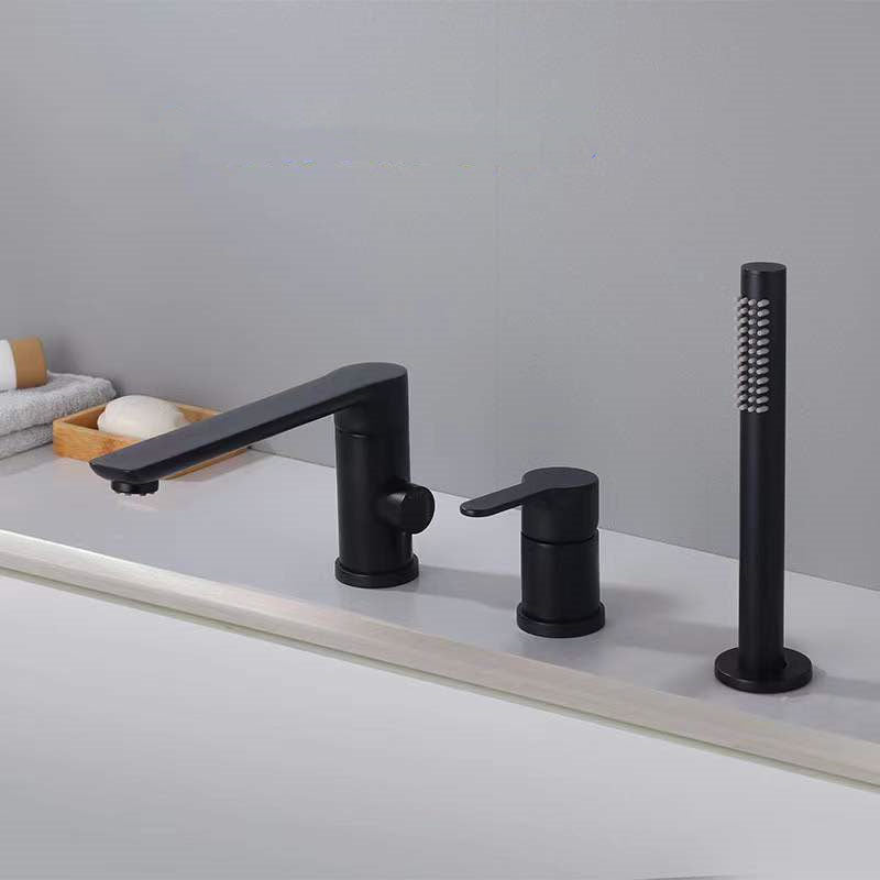 Modern Tub Filler Trim Copper with Hand Shower Deck-Mount Roman Tub Set
