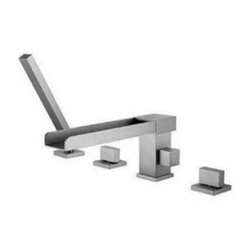 Modern Tub Filler Trim Copper with Hand Shower Deck-Mount Roman Tub Set