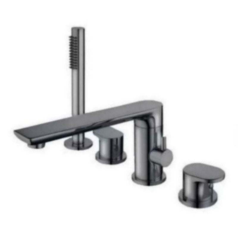 Modern Tub Filler Trim Copper with Hand Shower Deck-Mount Roman Tub Set