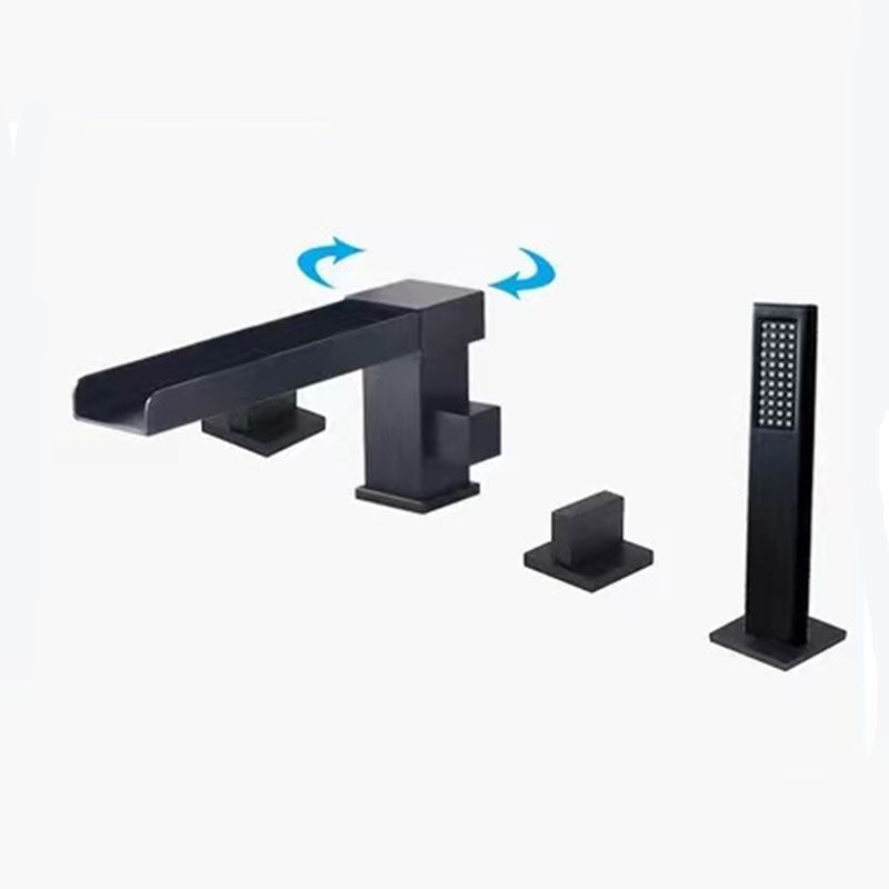 Modern Tub Filler Trim Copper with Hand Shower Deck-Mount Roman Tub Set