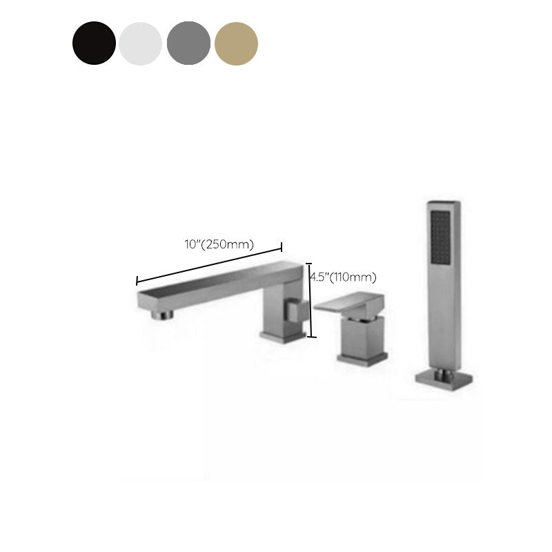 Modern Tub Filler Trim Copper with Hand Shower Deck-Mount Roman Tub Set