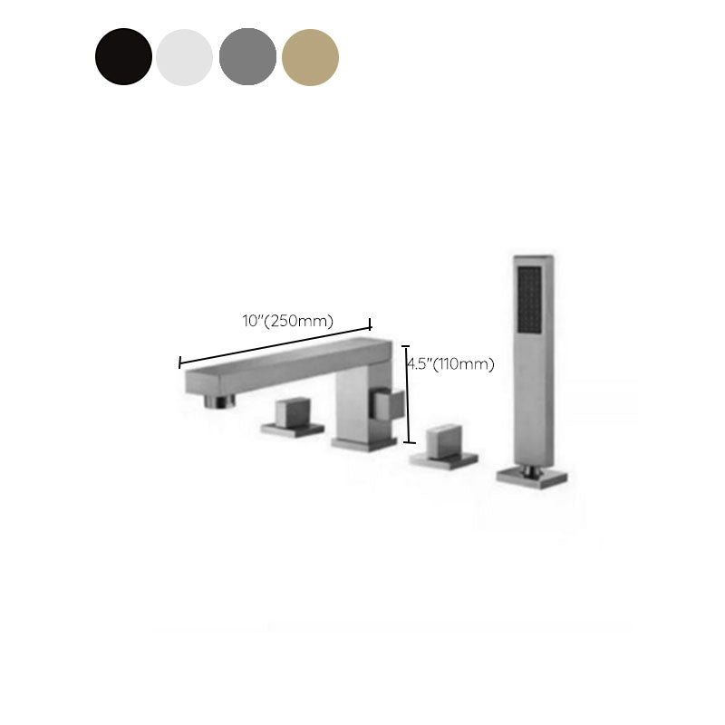 Modern Tub Filler Trim Copper with Hand Shower Deck-Mount Roman Tub Set