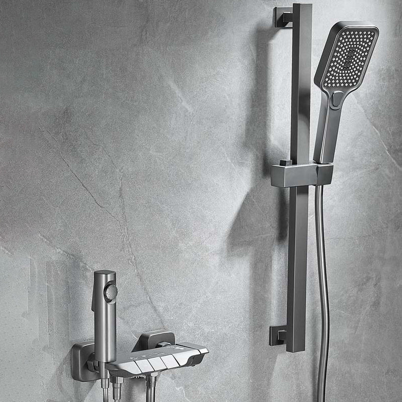 Square Shower Set Adjustable Spray Pattern Wall-Mounted Shower Set with Handshower