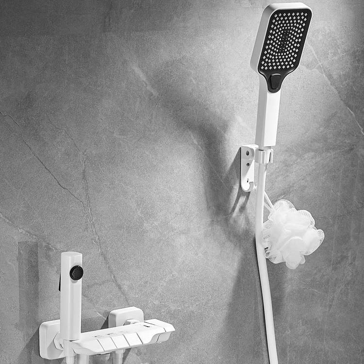 Square Shower Set Adjustable Spray Pattern Wall-Mounted Shower Set with Handshower