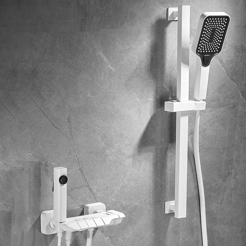 Square Shower Set Adjustable Spray Pattern Wall-Mounted Shower Set with Handshower