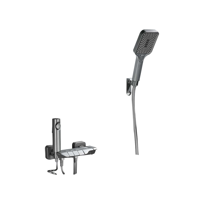 Square Shower Set Adjustable Spray Pattern Wall-Mounted Shower Set with Handshower