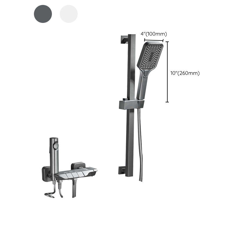 Square Shower Set Adjustable Spray Pattern Wall-Mounted Shower Set with Handshower