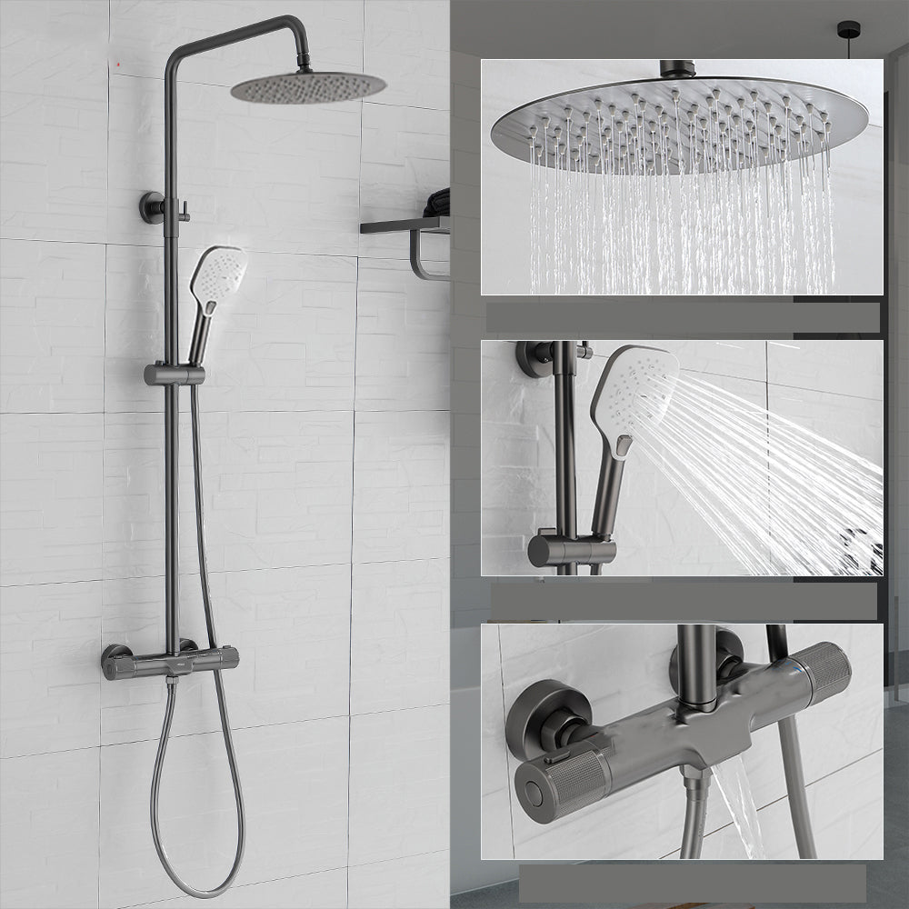 Wall Mounted Shower System Grey Knob Handle Shower System with Hand Shower