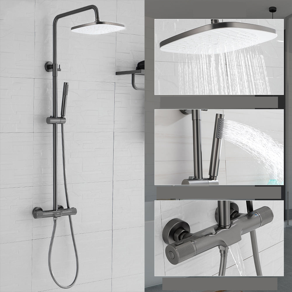 Wall Mounted Shower System Grey Knob Handle Shower System with Hand Shower