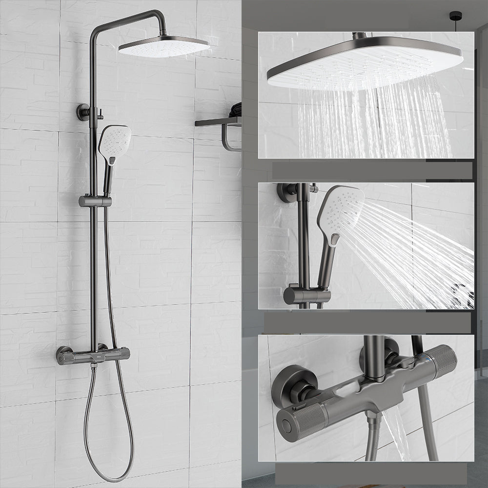 Wall Mounted Shower System Grey Knob Handle Shower System with Hand Shower