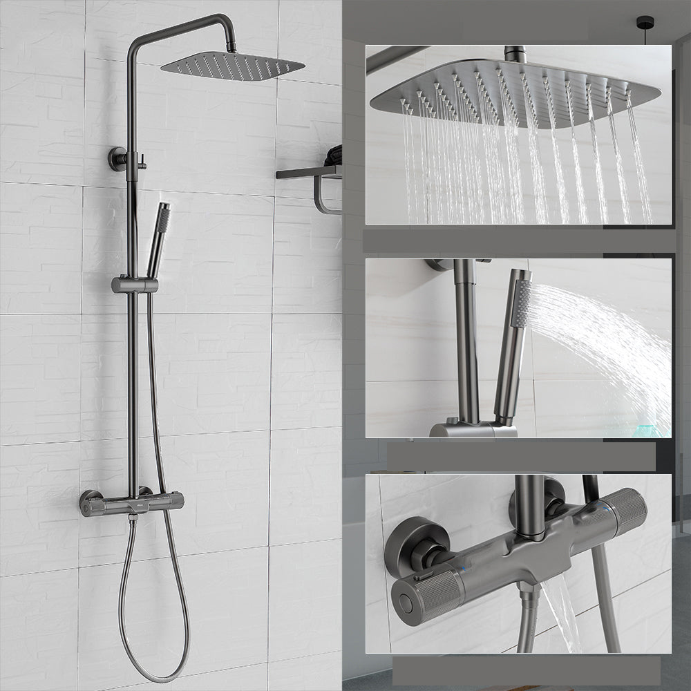Wall Mounted Shower System Grey Knob Handle Shower System with Hand Shower