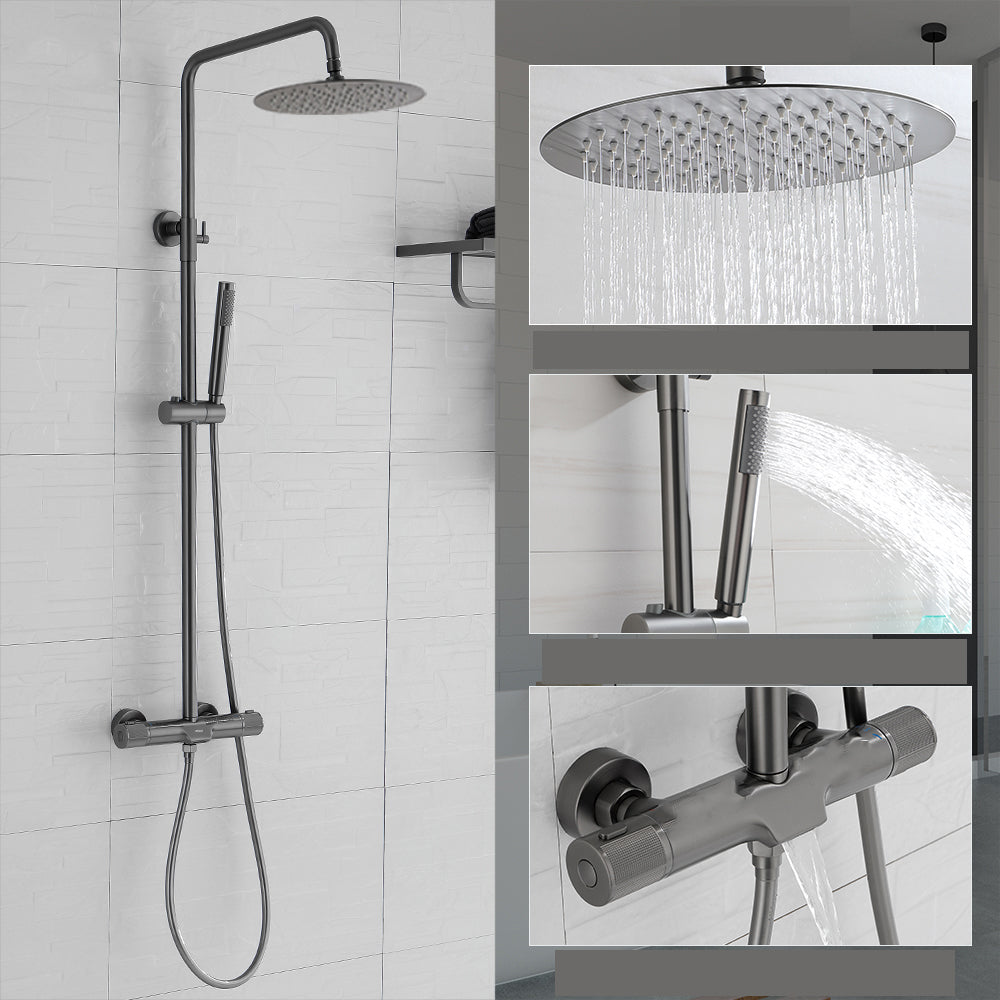 Wall Mounted Shower System Grey Knob Handle Shower System with Hand Shower