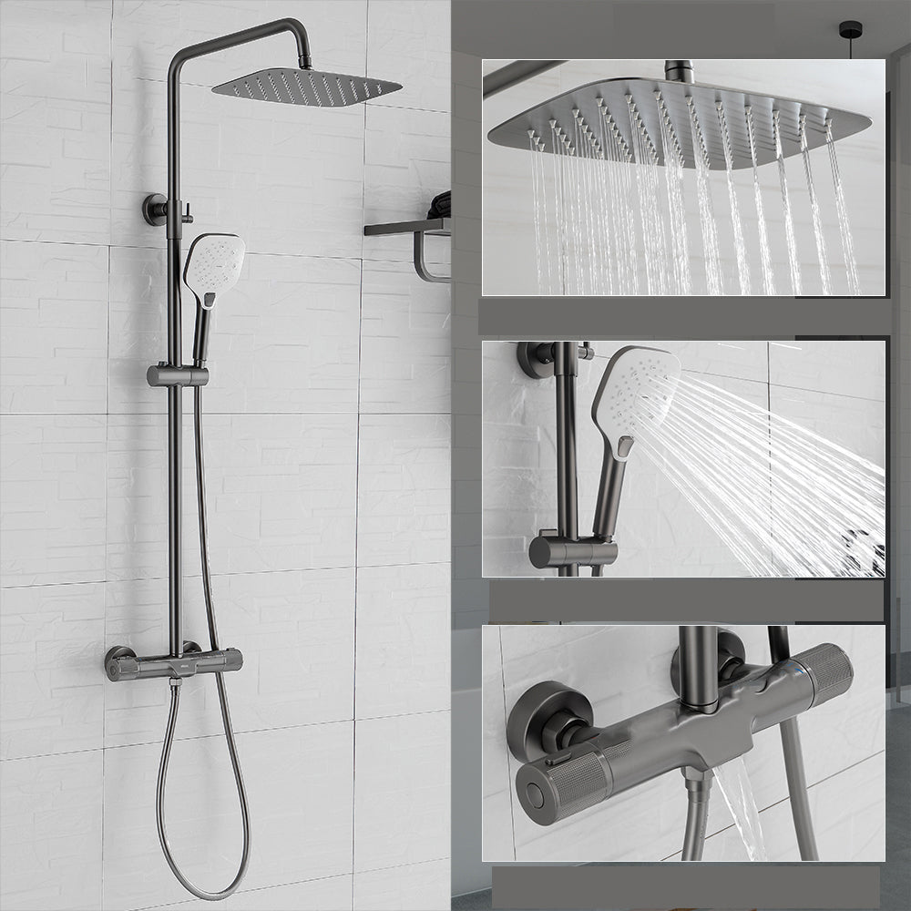Wall Mounted Shower System Grey Knob Handle Shower System with Hand Shower
