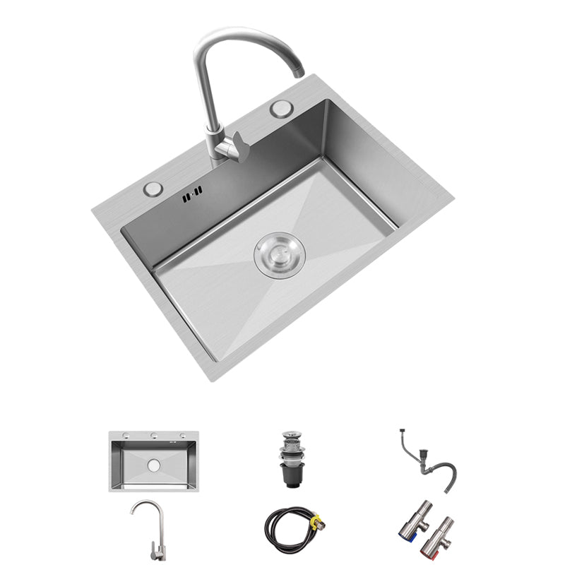 Modern Style Kitchen Sink Overflow Hole Design Drop-In Noise-cancelling Kitchen Sink