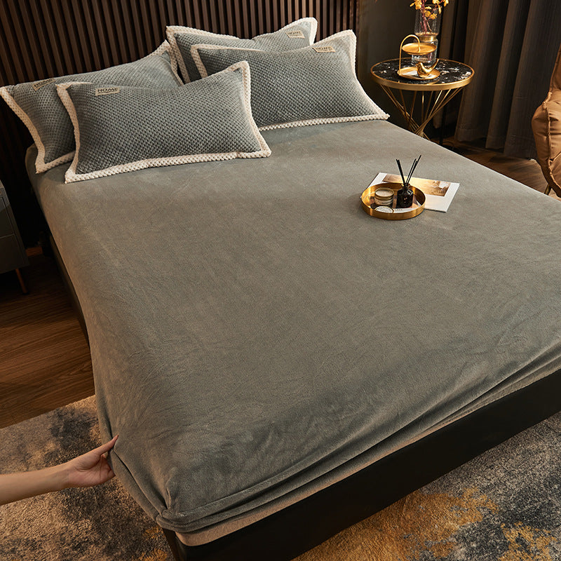 Soild Elegand Bed Sheet Set Flannel Fitted Sheet for Bedroom