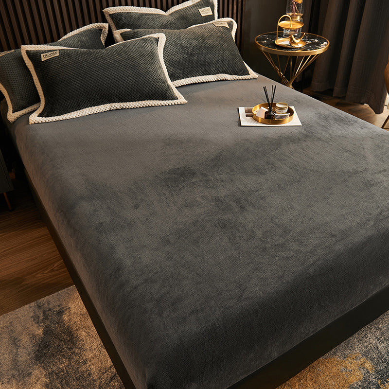 Soild Elegand Bed Sheet Set Flannel Fitted Sheet for Bedroom