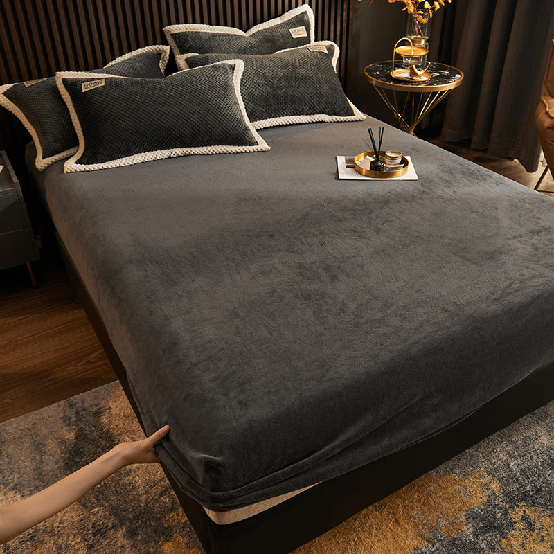 Soild Elegand Bed Sheet Set Flannel Fitted Sheet for Bedroom