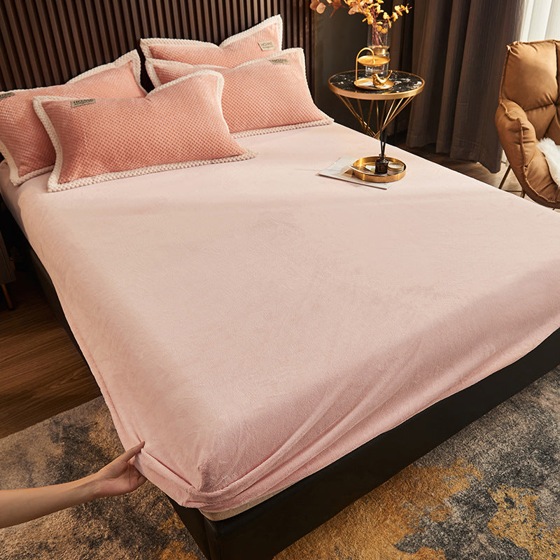 Soild Elegand Bed Sheet Set Flannel Fitted Sheet for Bedroom