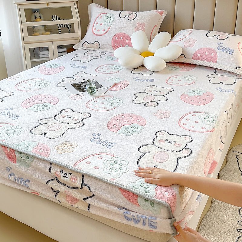 Animal Print Super Soft Modern Fitted Flannel Sheet for Bedroom